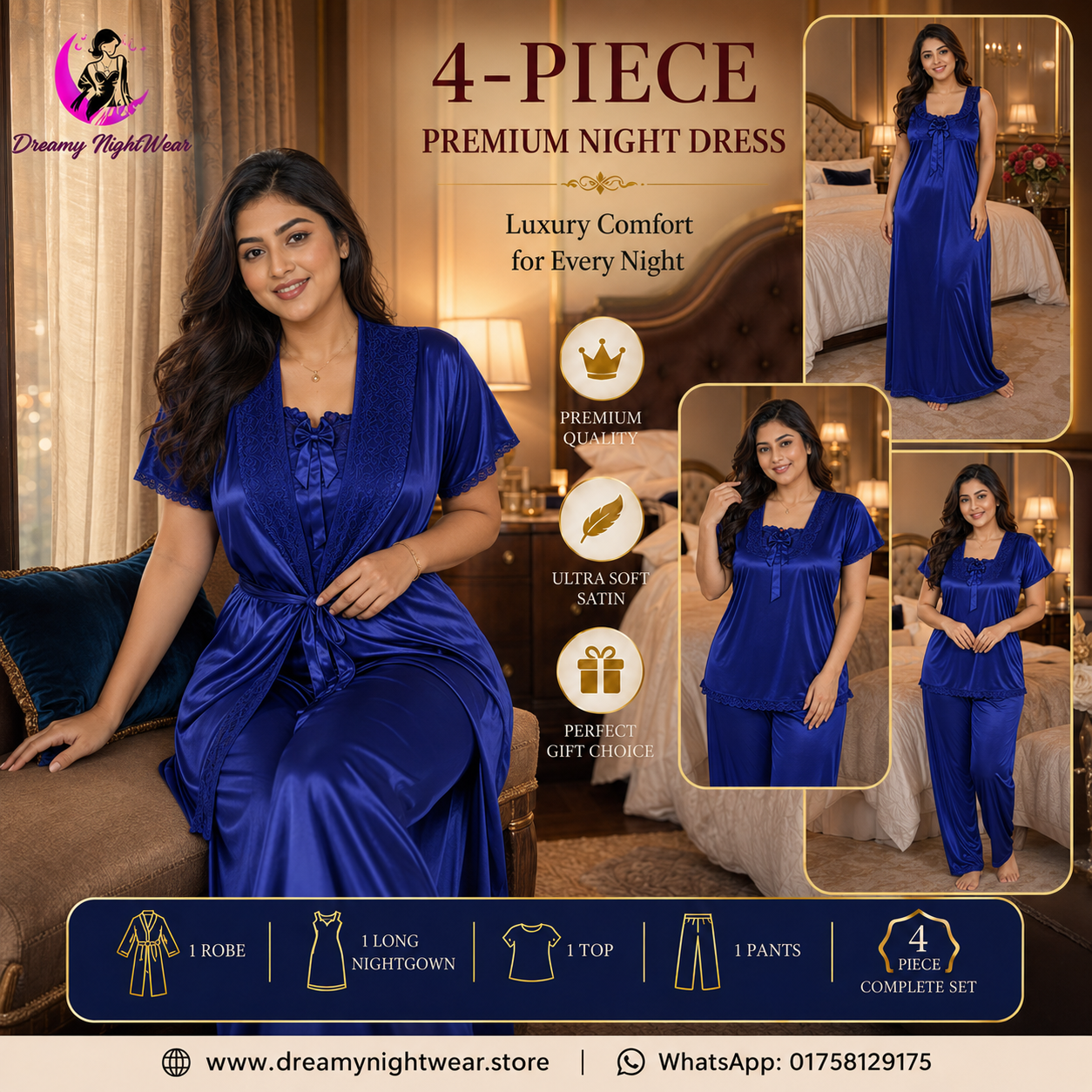 Royal Blue Premium Nighty Set
